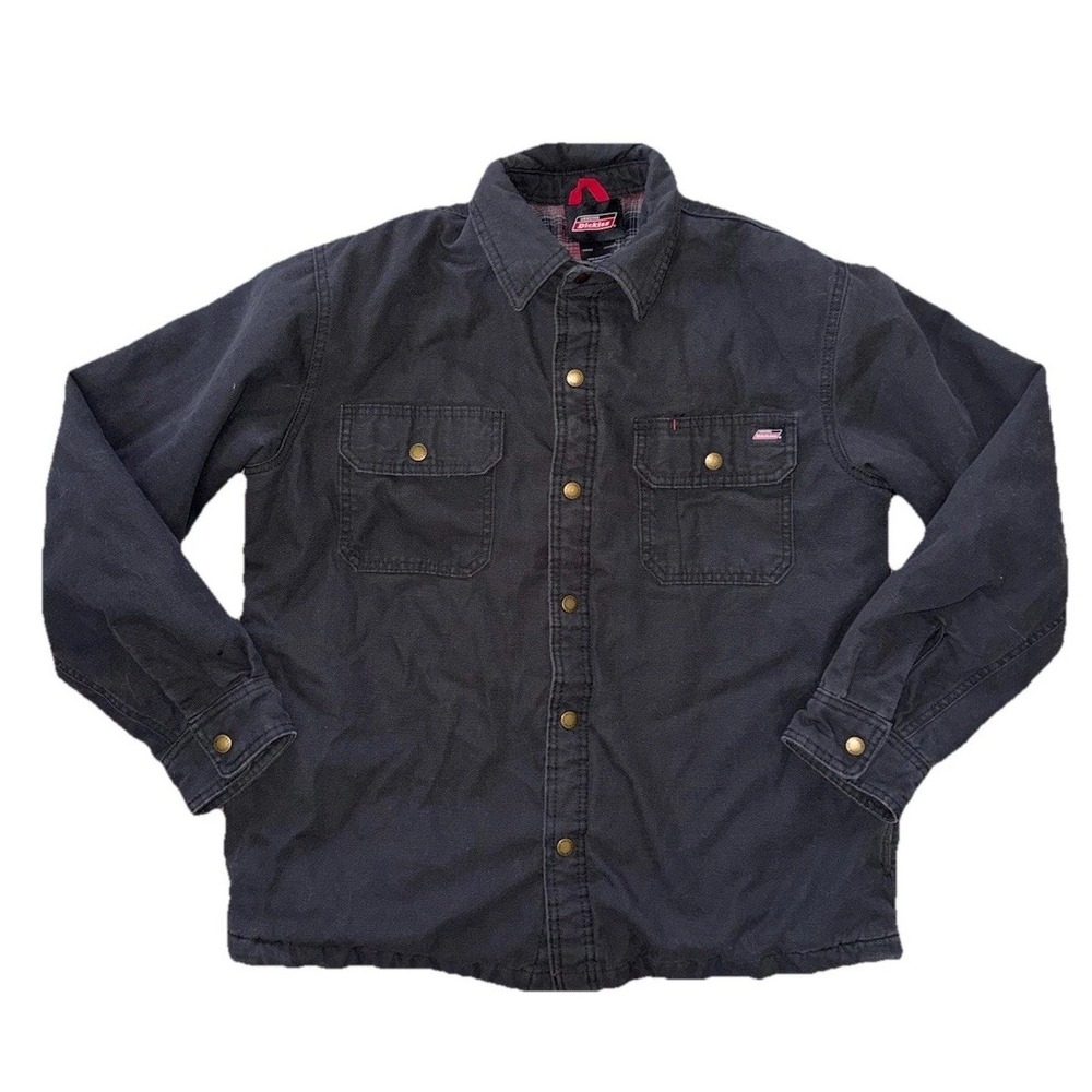 Dickies Black Canvas Red Plaid Flannel Liner Quilted Metal Snaps Women's Size S